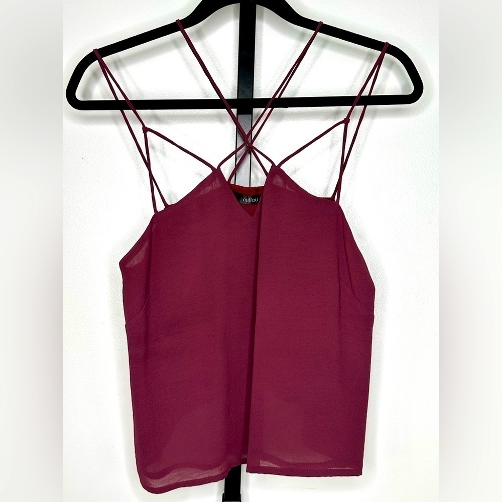Millau Women Burgundy Cropped Spaghetti Strap Camisole